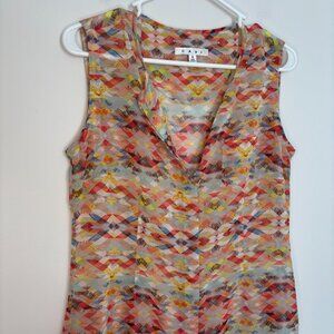 CAbi Multicolor Avery Tunic Women S Geometric Aztec Sleeveless Sheer Colorful